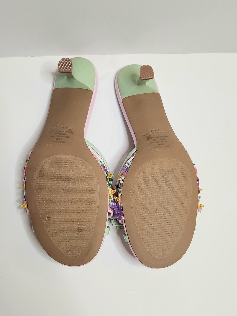 Betsey Johnson Pastel Pink & Mint Floral Slide Sandals - Picture 5 of 9